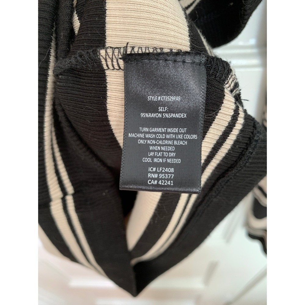 Sanctuary Essential Stripe Turtleneck Black Beige Striped Ribbed Knit / Size M - Picture 9 of 9